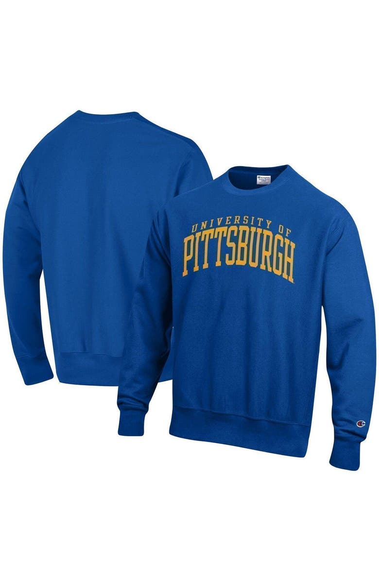 Champion Men's Champion Royal Pitt Panthers Arch Reverse Weave Pullover Sweatshirt, Main, color, Royal