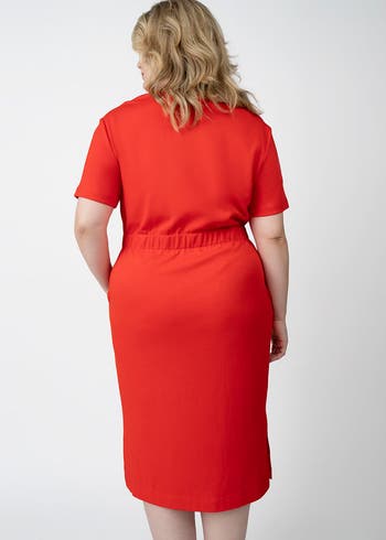 SEE ROSE GO CoolROSE Luxe Midi Plus Size Dress with Velvet Tie - Main Image