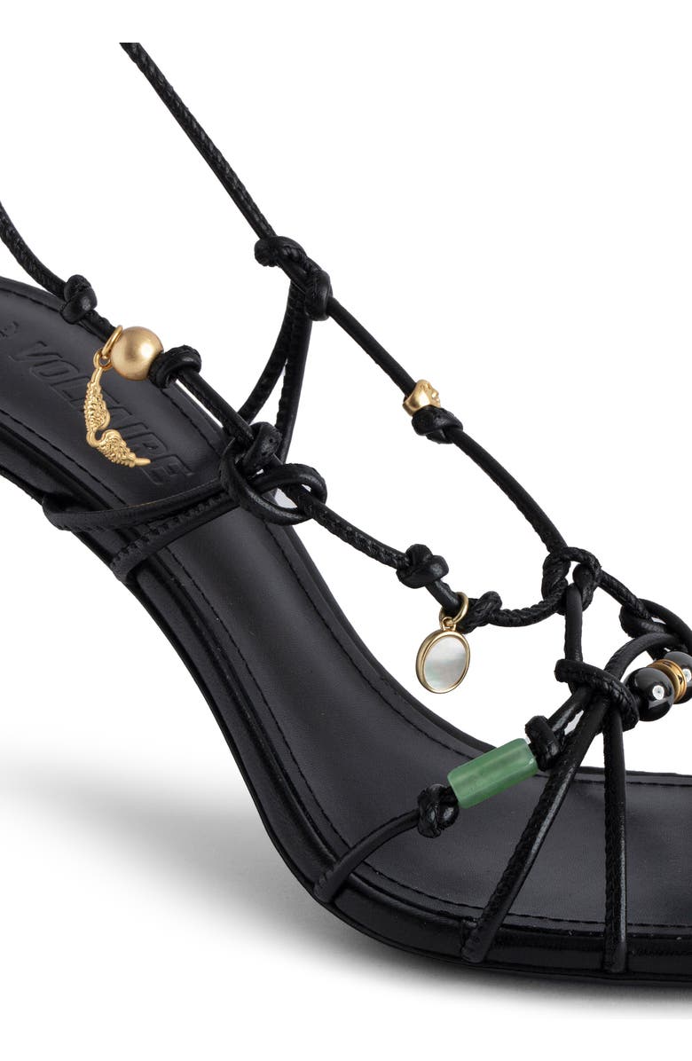 Zadig & Voltaire Alana Leather Ankle Strap Sandal, Alternate, color, Noir