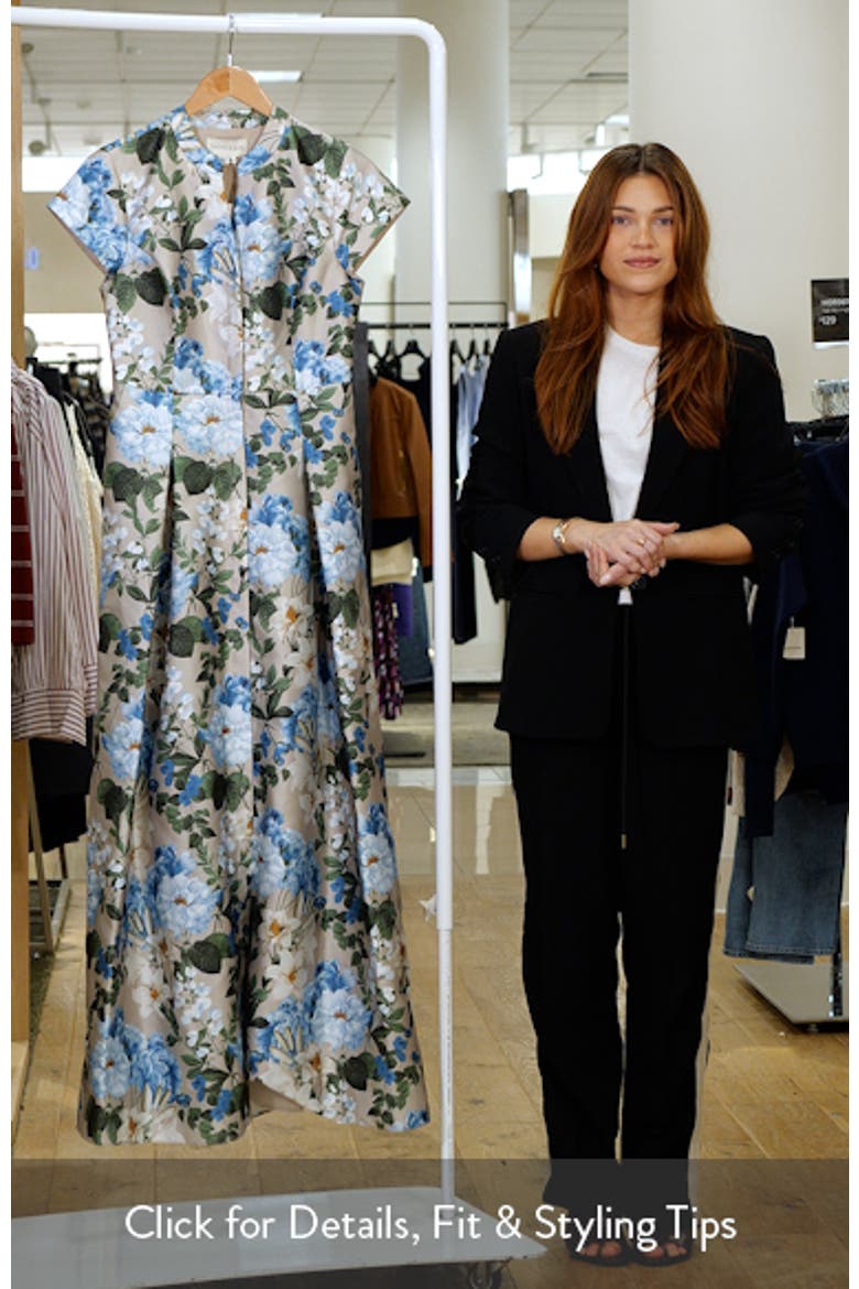 Marta Floral Print Belted Mikado Gown video