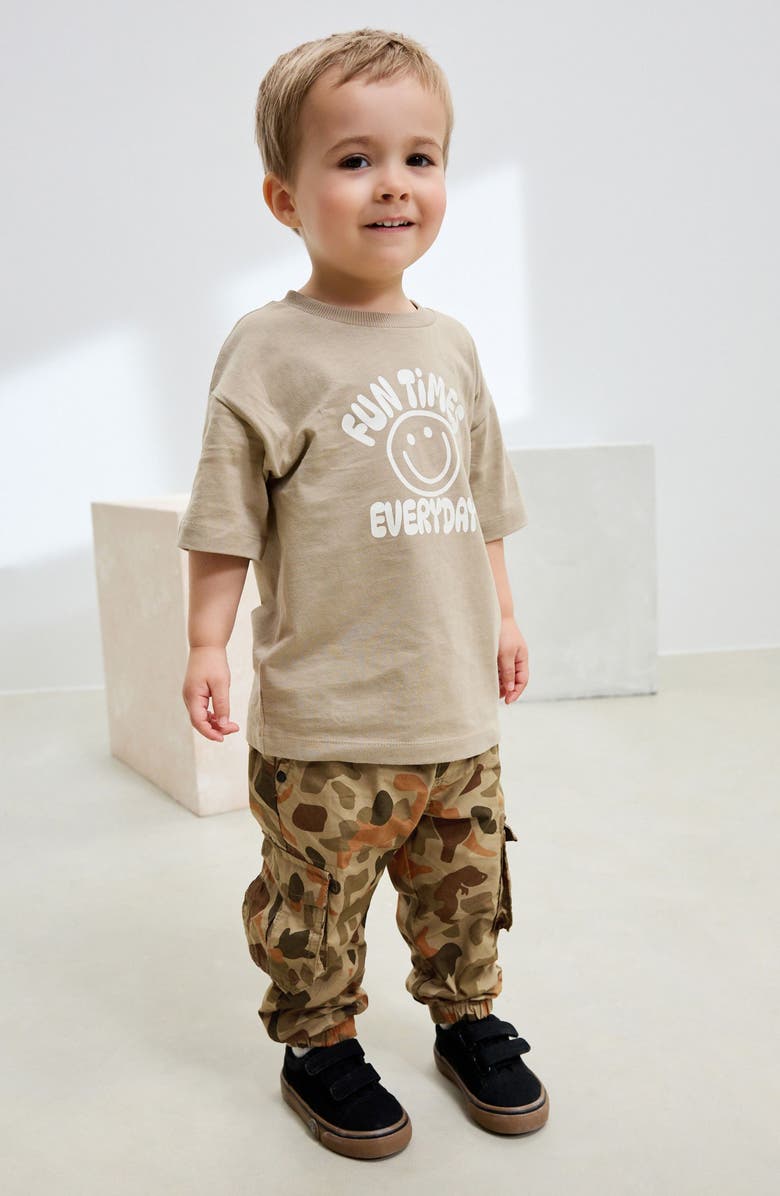 NEXT Kids' Dinosaur Camo Cotton Cargo Pants, Alternate, color, Brown Multi