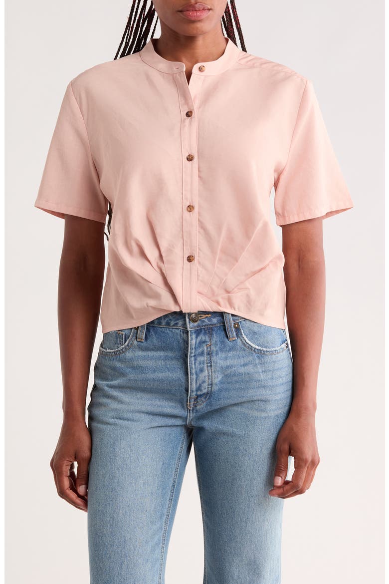 Front Twist Shirt, Main, color, DUSTY ROSE