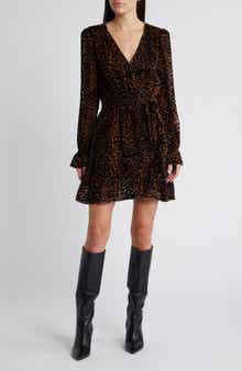 PAIGE Ysabel Long Sleeve Leopard Velvet Burnout Dress