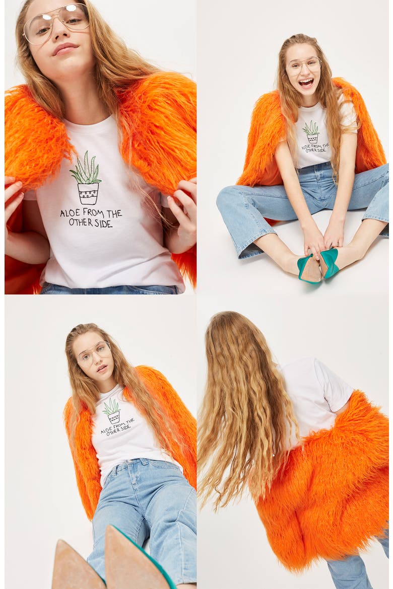 Aloe Embroidered Tee, Alternate, color, WHITE