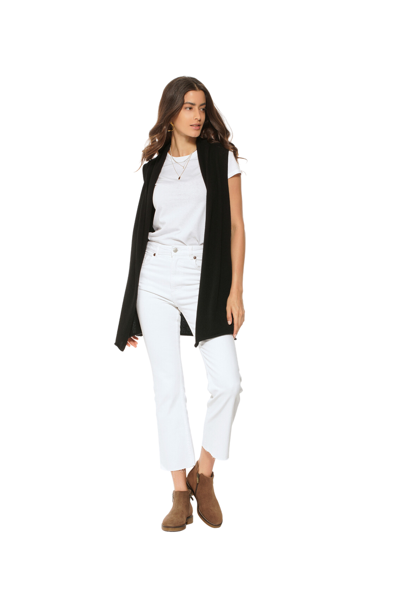 Monticelli Cashmere Pure Cashmere Sleeveless Long Open Front Cardigan, Alternate, color, Camel