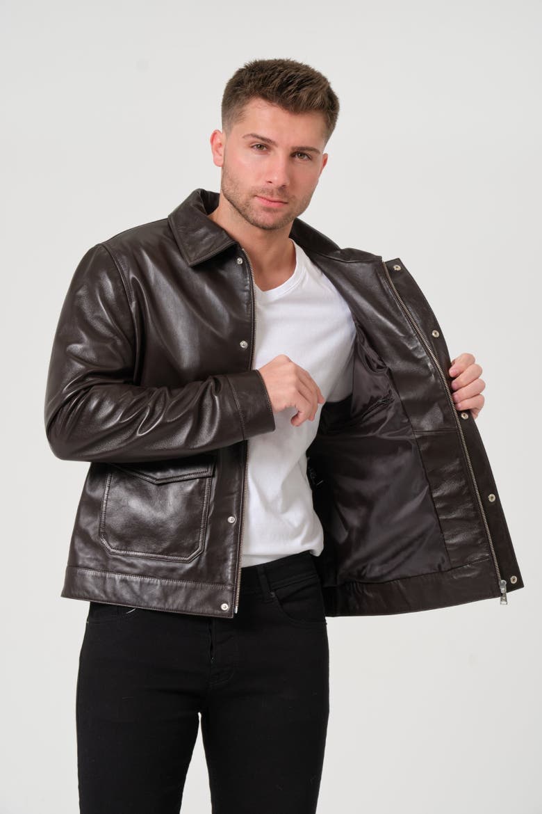 Maddox Leather Jacket, Alternate, color, Coffee Bean Brown
