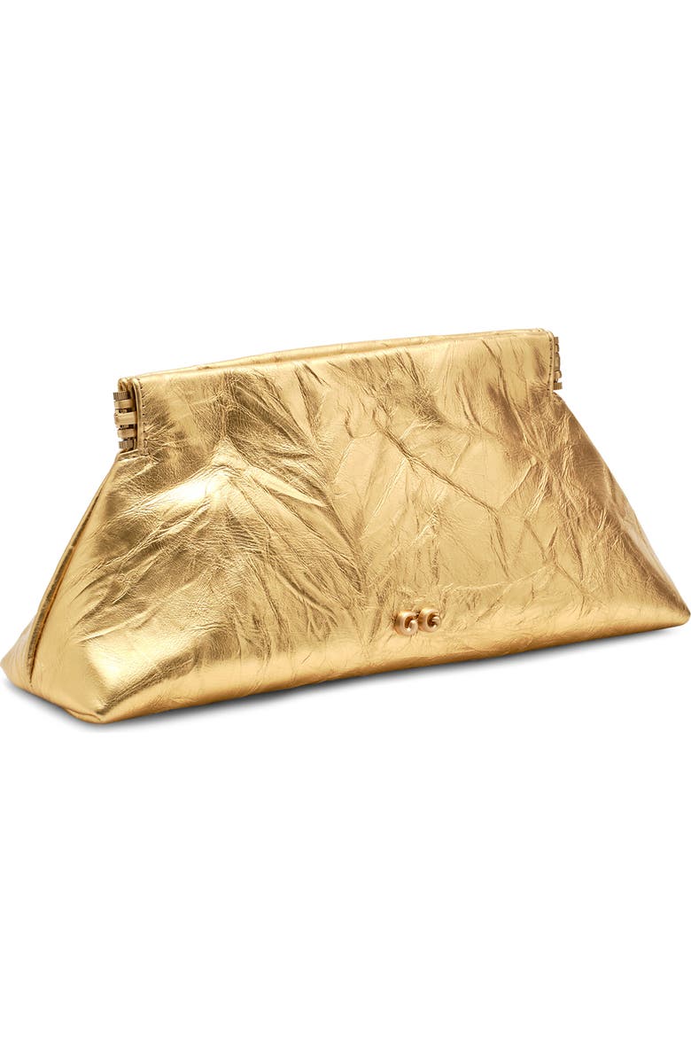 Cult Gaia Mini Lillia Metallic Leather Frame Clutch, Alternate, color, Brass