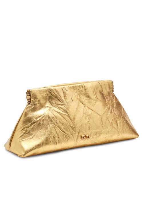 Cult Gaia Mini Lillia Metallic Leather Frame Clutch In Gold