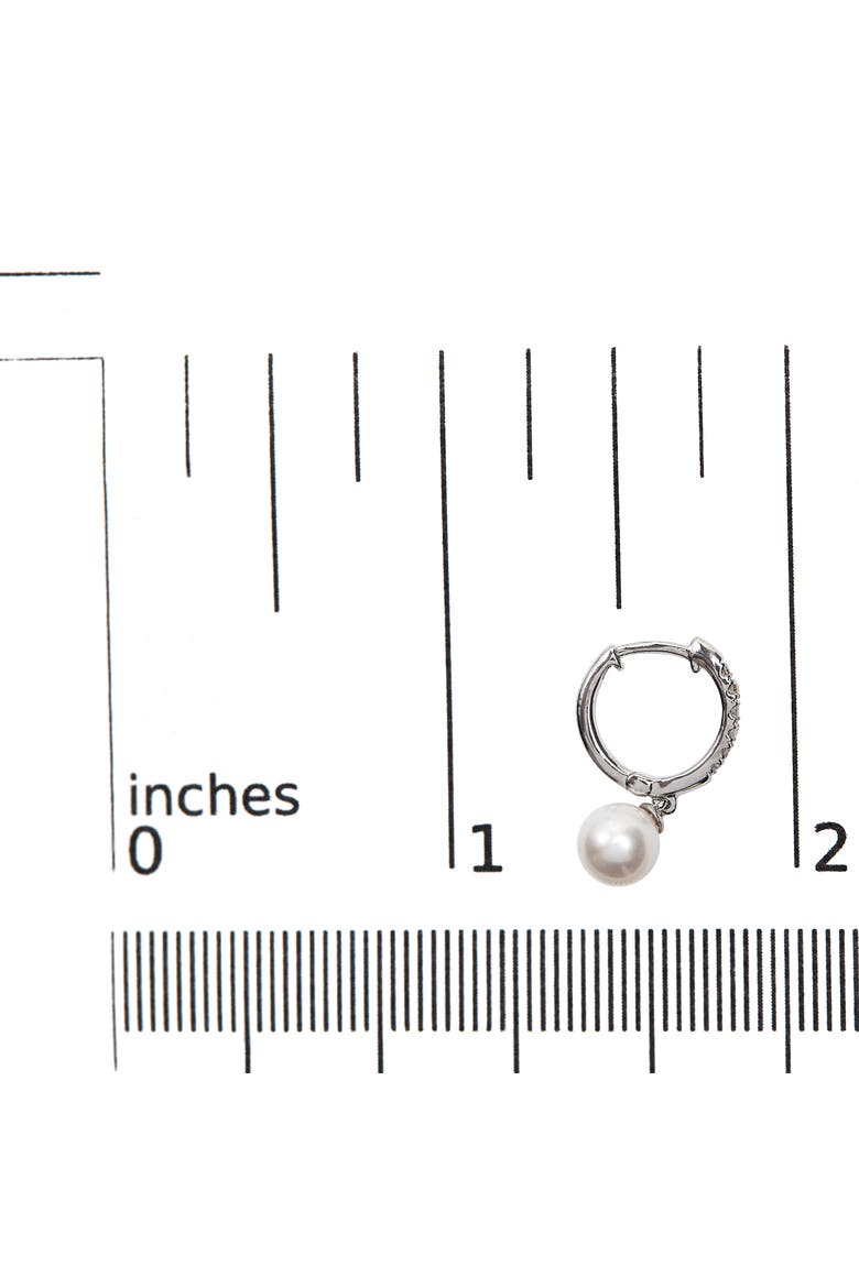 10K White Gold Cultured Freshwater Pearl and Diamond Accent Drop Earring, Alternate, color, White