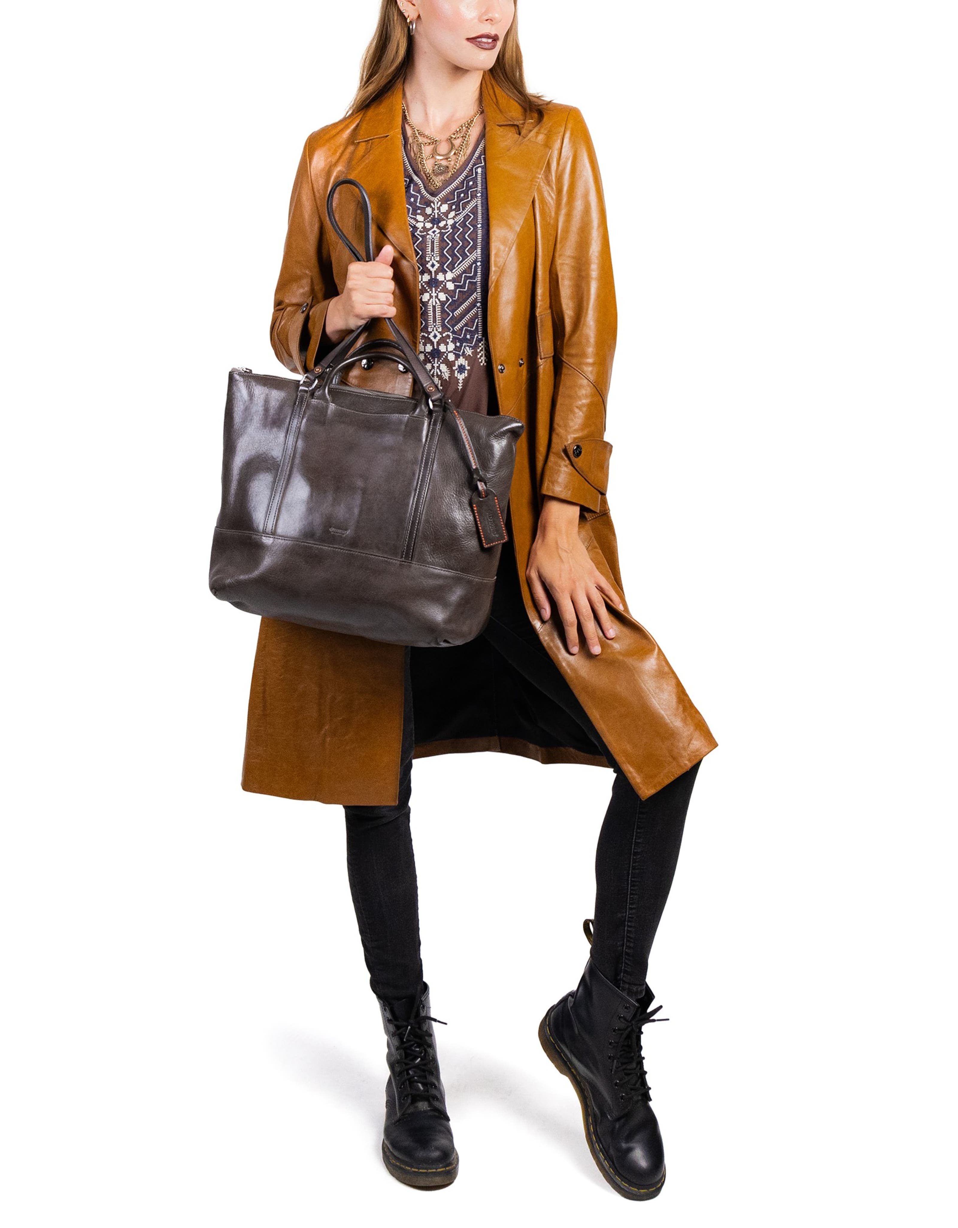Crocus Genuine Leather Spacious Carryall Tote, Alternate, color, Taupe