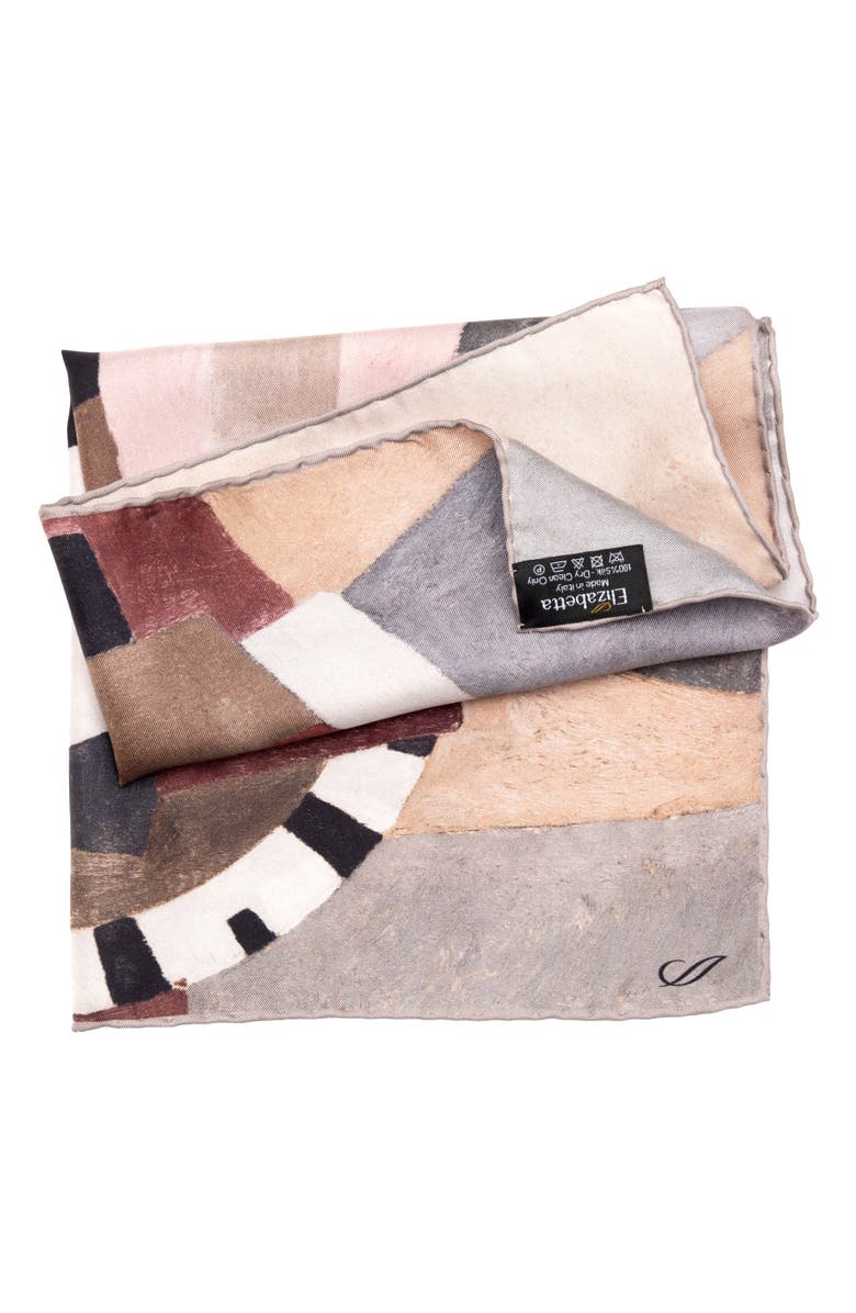 Elizabetta Tivoli - Silk Pocket Square for Men, Alternate, color, Brown