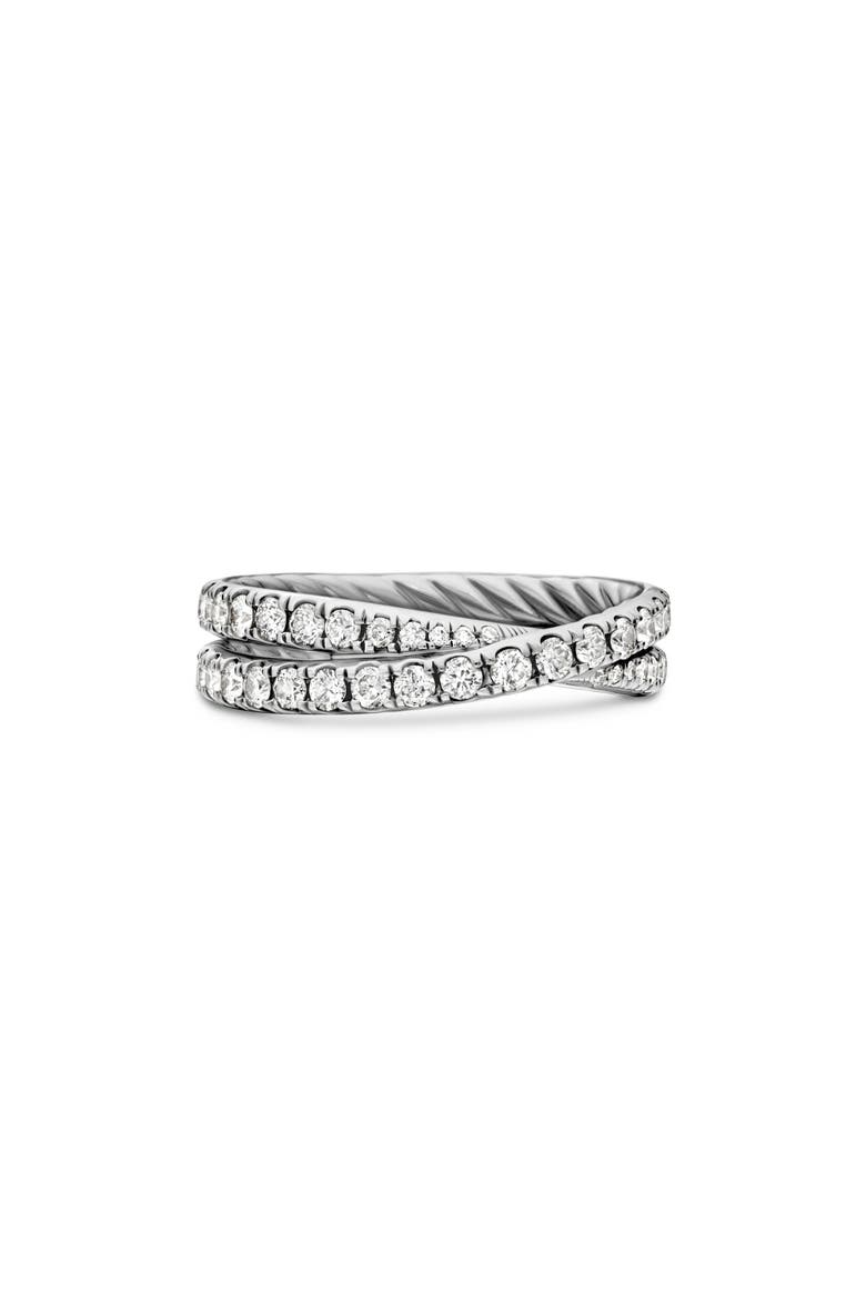 DY Crossover® Band Ring with Diamonds, Main, color, PLATINUM