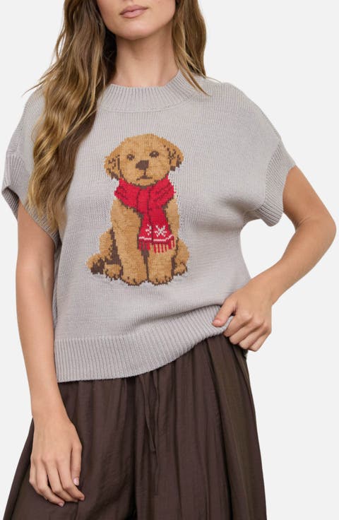 Puppy Short Sleeve Sweater