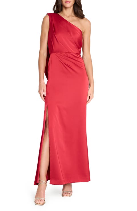 Draped One-Shoulder Gown