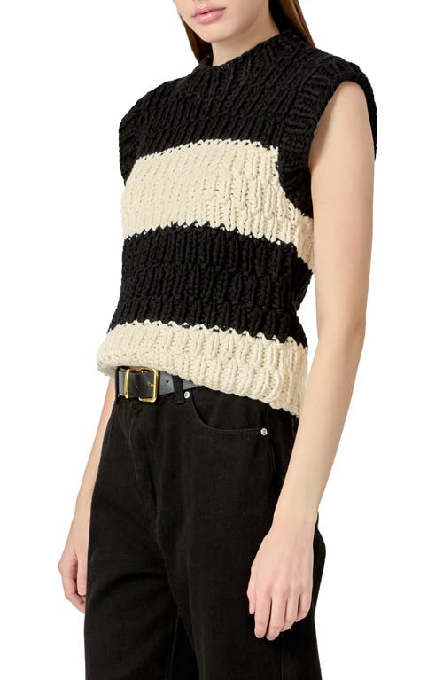 English Factory Chunky Stripe Sweater Vest In Black/ivory