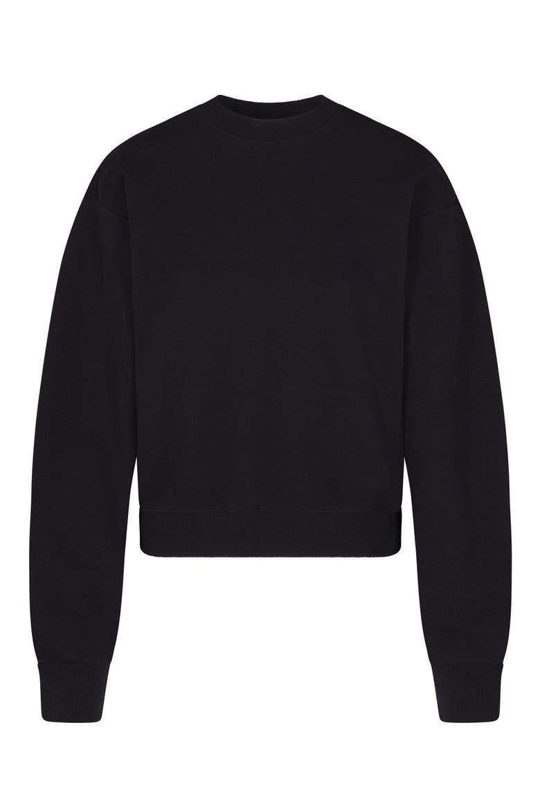 Cotton Blend Fleece Classic Crew Sweatshirt, Alternate, color, ONYX