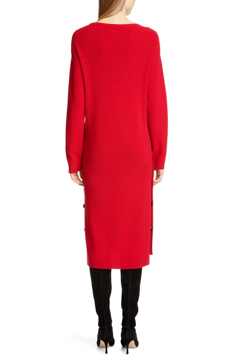 Fuzzi Side Button Long Sleeve Midi Sweater Dress, Alternate, color,