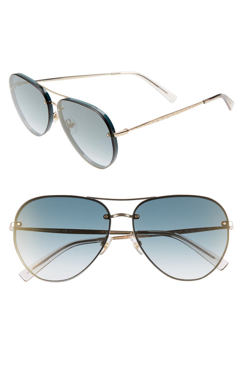 Gloria2 59mm Aviator Sunglasses, Main, color, MILITARY GREEN