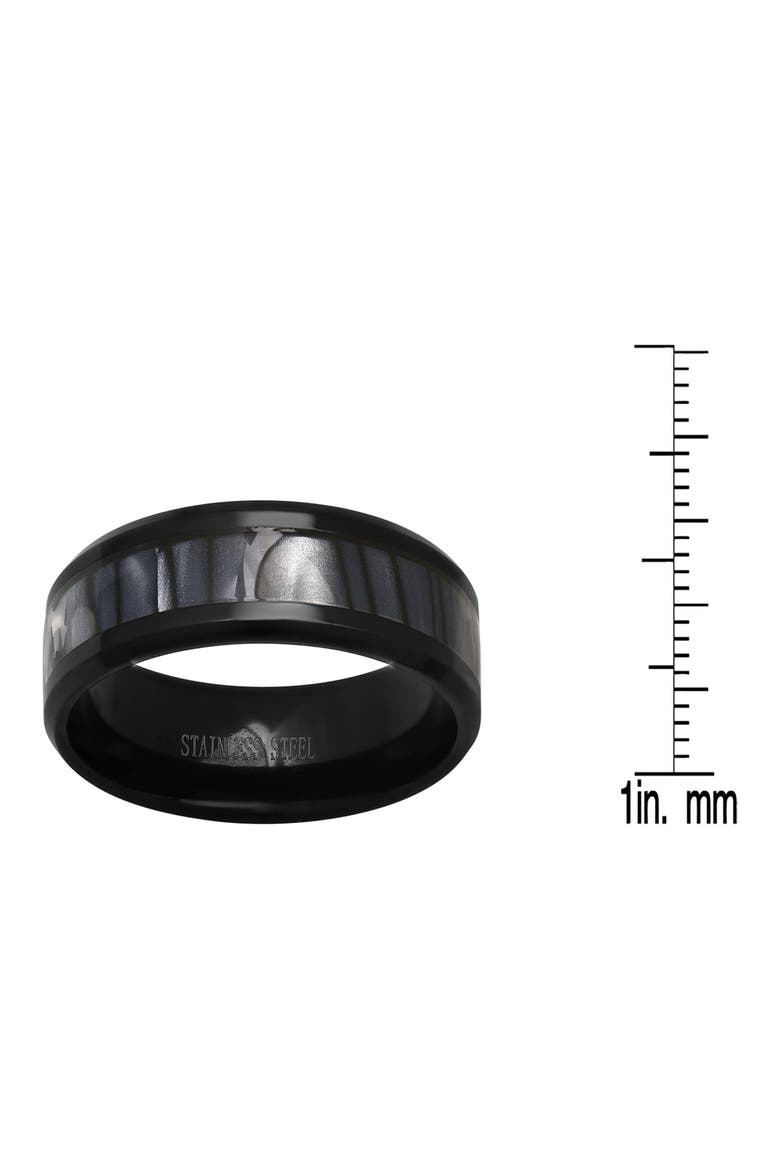 Men's Black Stainless Steel Band Ring, Alternate, color, BLACK