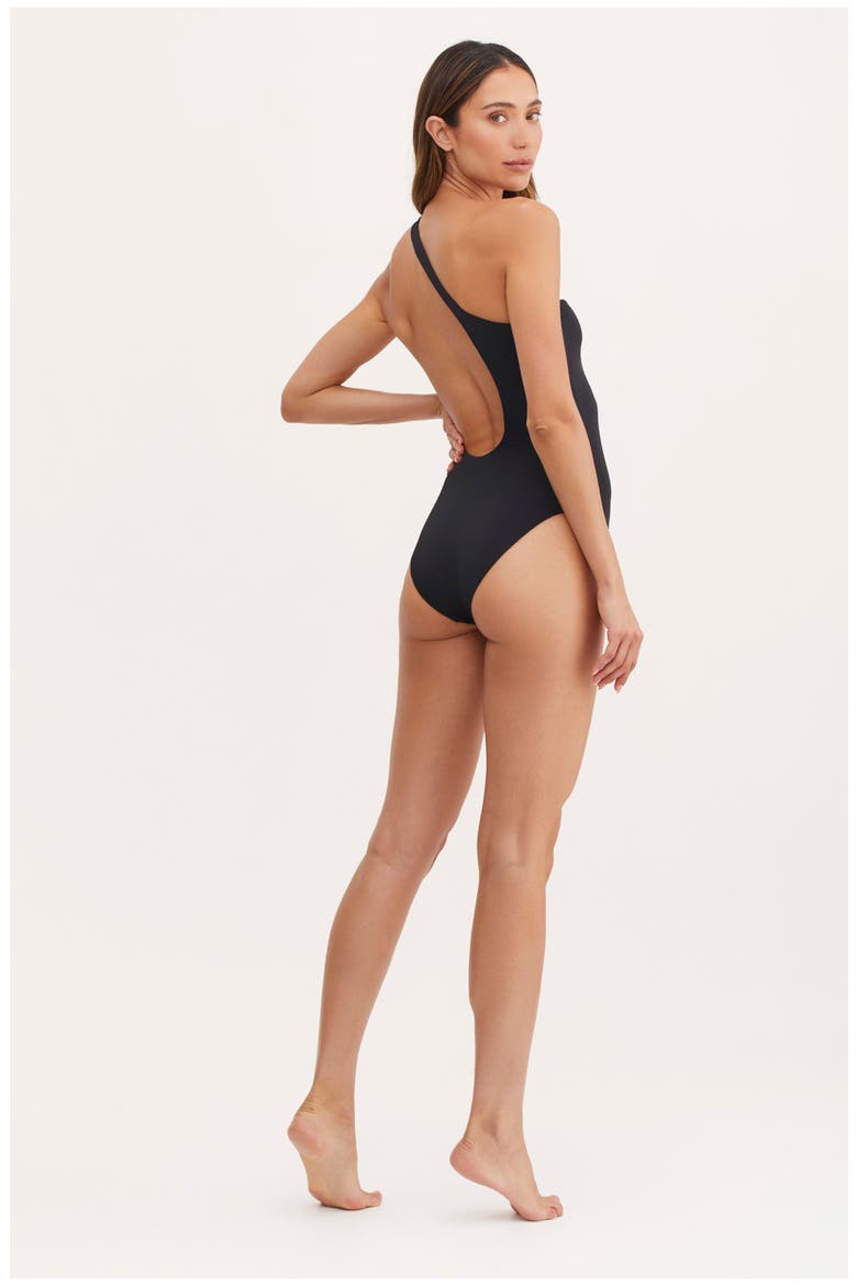 Timeless Chic Kate One Shoulder One Piece, Alternate, color, Black