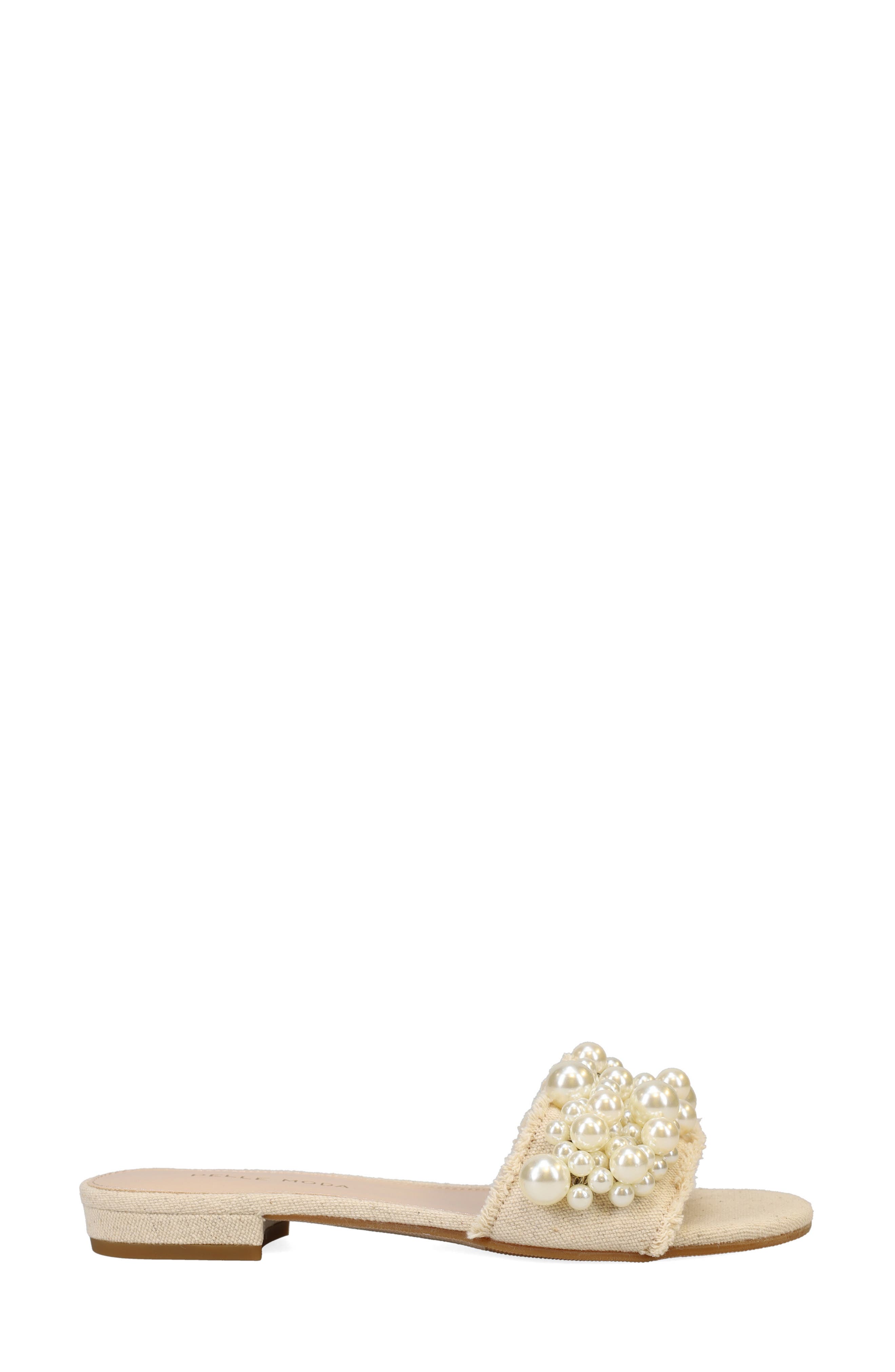 Pelle Moda Bayer Imitation Pearl Slide Sandal, Alternate, color, Natural