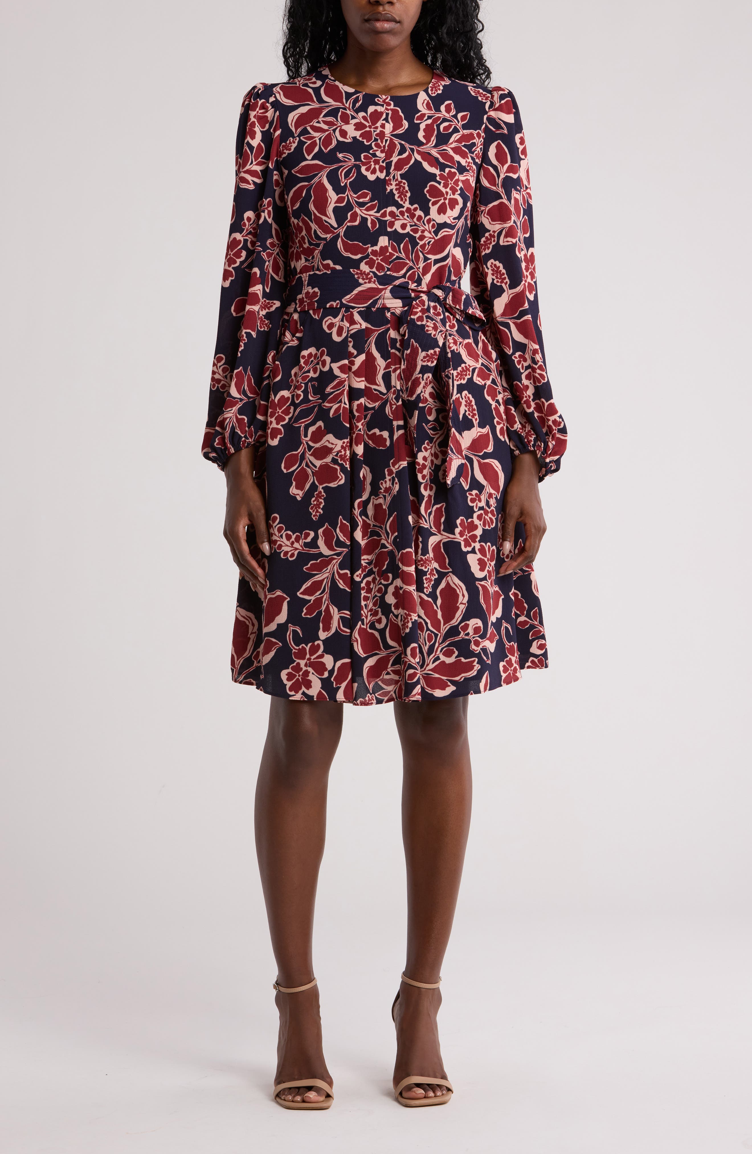 Eliza J Floral Long Sleeve Fit & Flare Dress