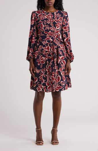 Eliza J Floral Long Sleeve Fit & Flare Dress