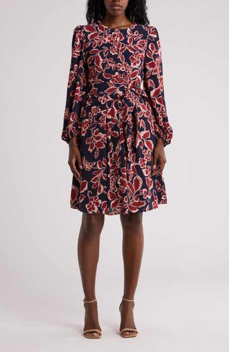 Eliza J Floral Long Sleeve Fit & Flare Dress