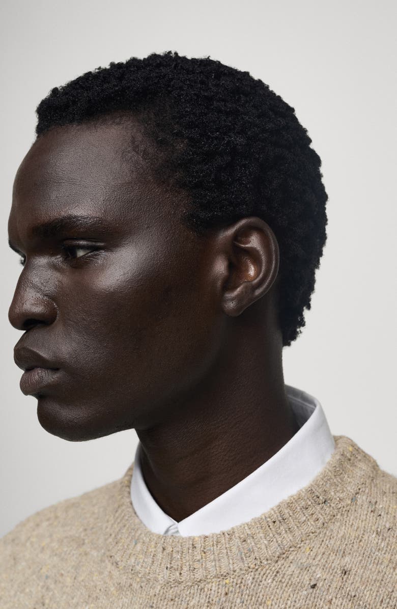 MANGO Nep Crewneck Sweater, Alternate, color, Sand