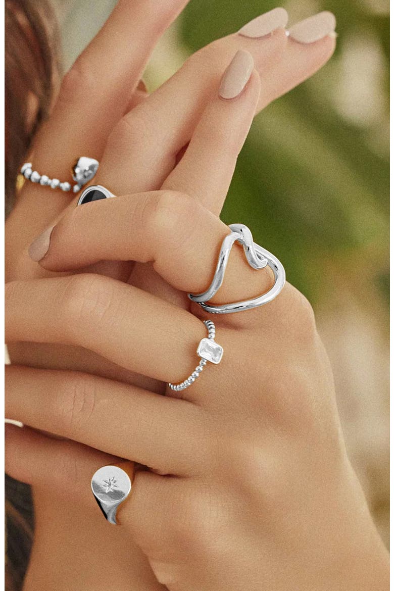Kealoha Dainty Statement Ring Trendy Sculpted Design, Alternate, color, Silver