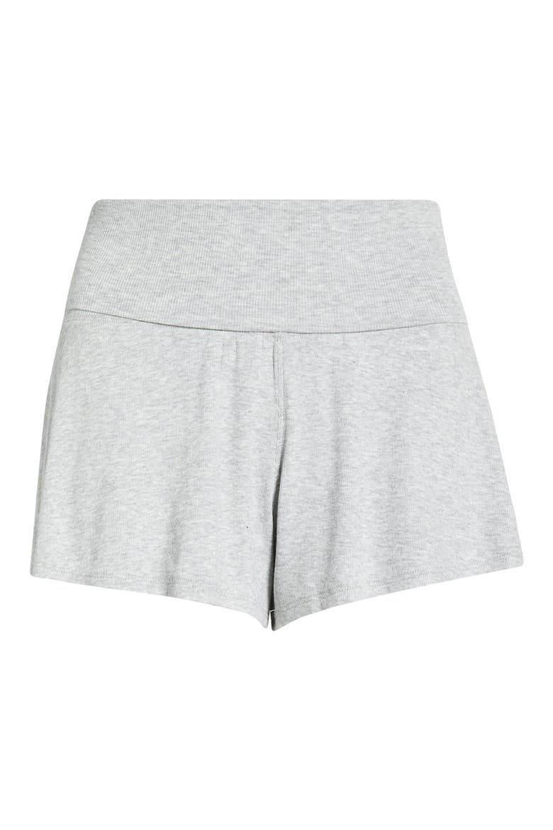 Rib Foldover Waist Pajama Shorts, Alternate, color, NAPPING DOVE HEATHER