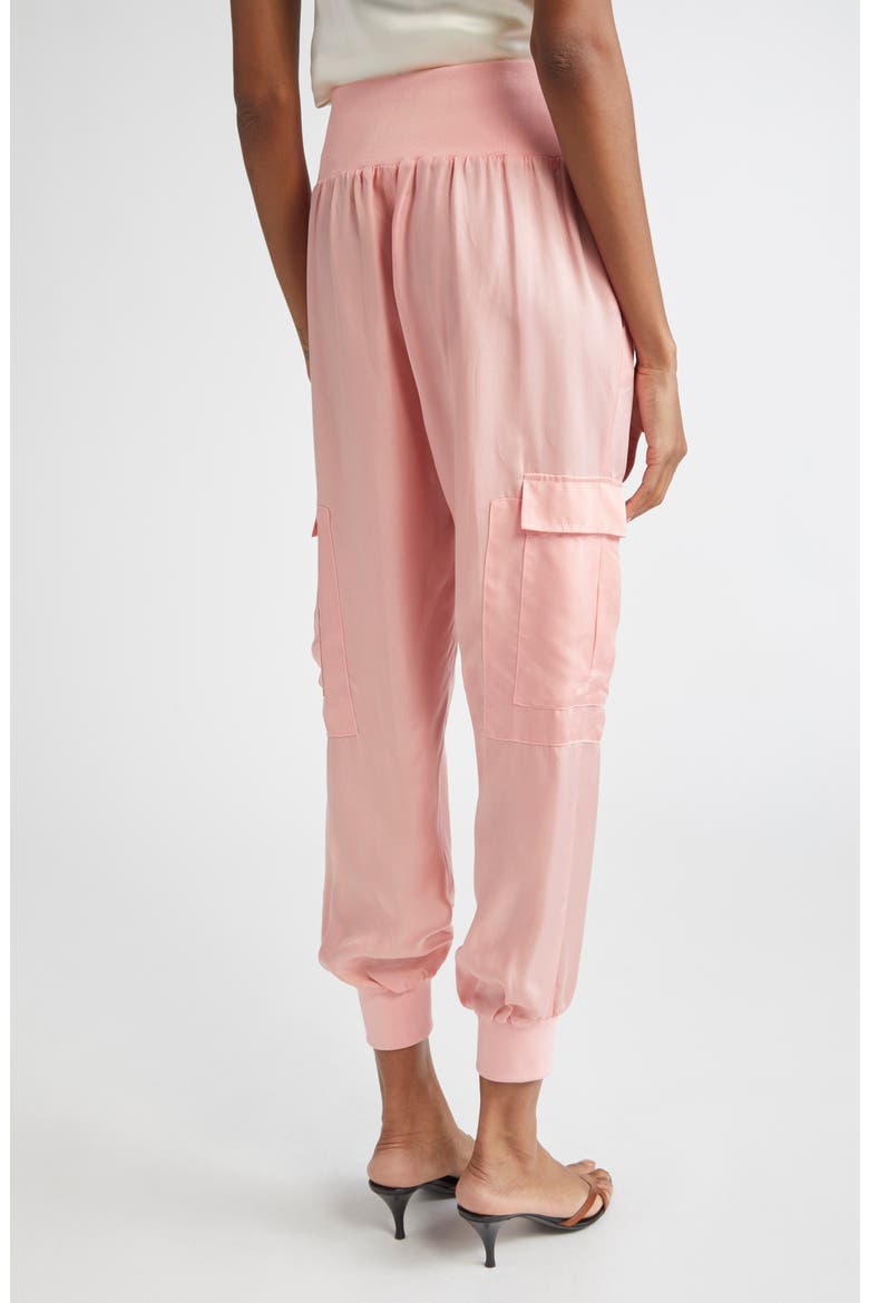 Giles Cupro Crop Cargo Joggers, Alternate, color, PINK POPPY