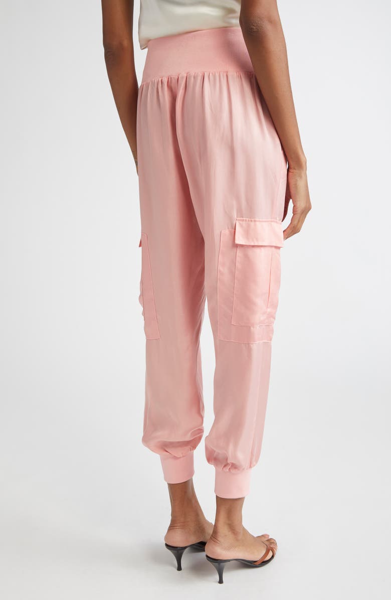 Cinq à Sept Giles Cupro Crop Cargo Joggers, Alternate, color, Pink Poppy