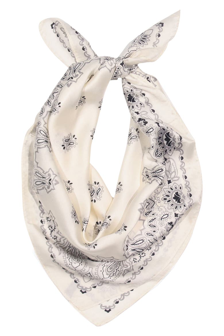 Bandana Print Square Scarf, Alternate, color, WHITE