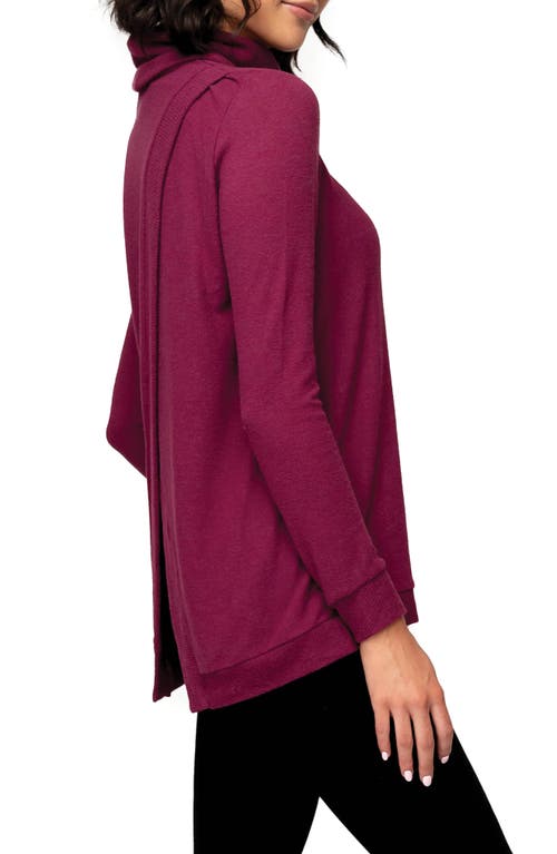 Gibsonlook Cozy Crossover Back Tunic Sweater In Burgundy
