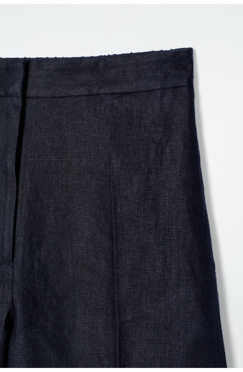 COS Tailored Elasticated Linen Shorts, Alternate, color, Navy