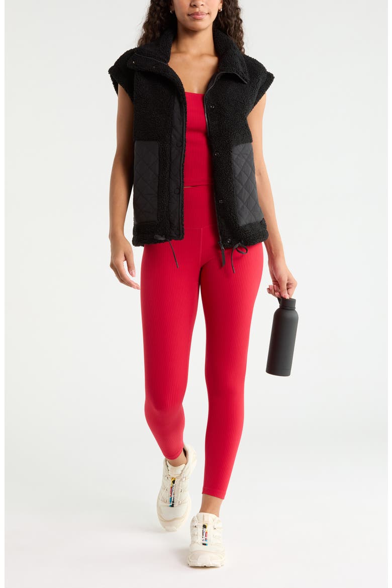Oversize Faux Shearling Vest, Alternate, color, BLACK
