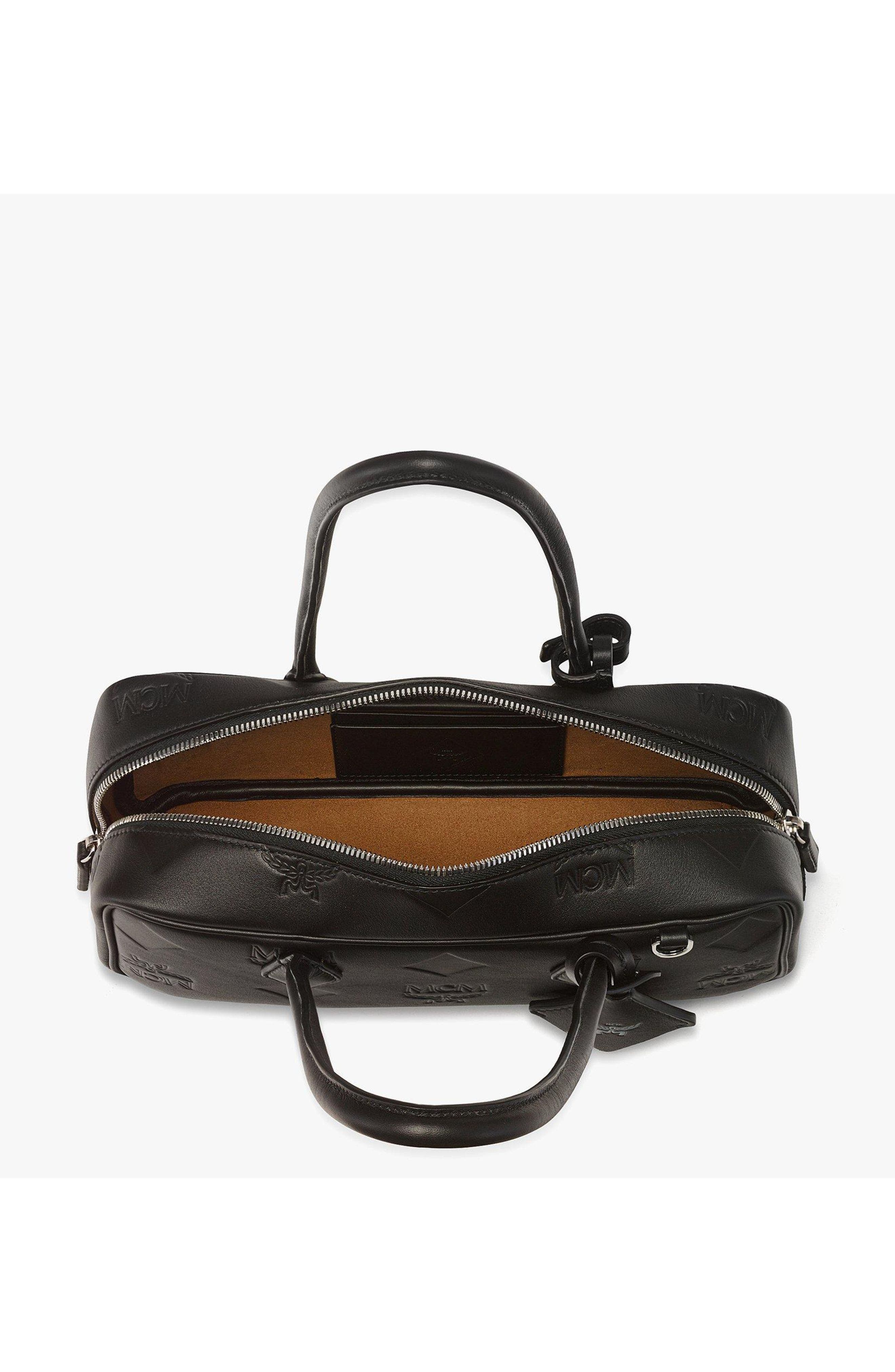 MCM Small Aren East West Shoulder Bag in Maxi Monogram Leather, Alternate, color, Black