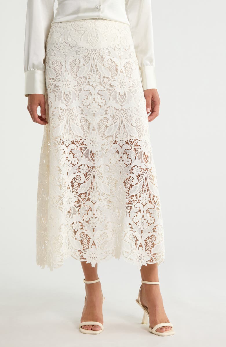 Nordstrom Floral Lace Maxi Skirt, Main, color, White Coconut