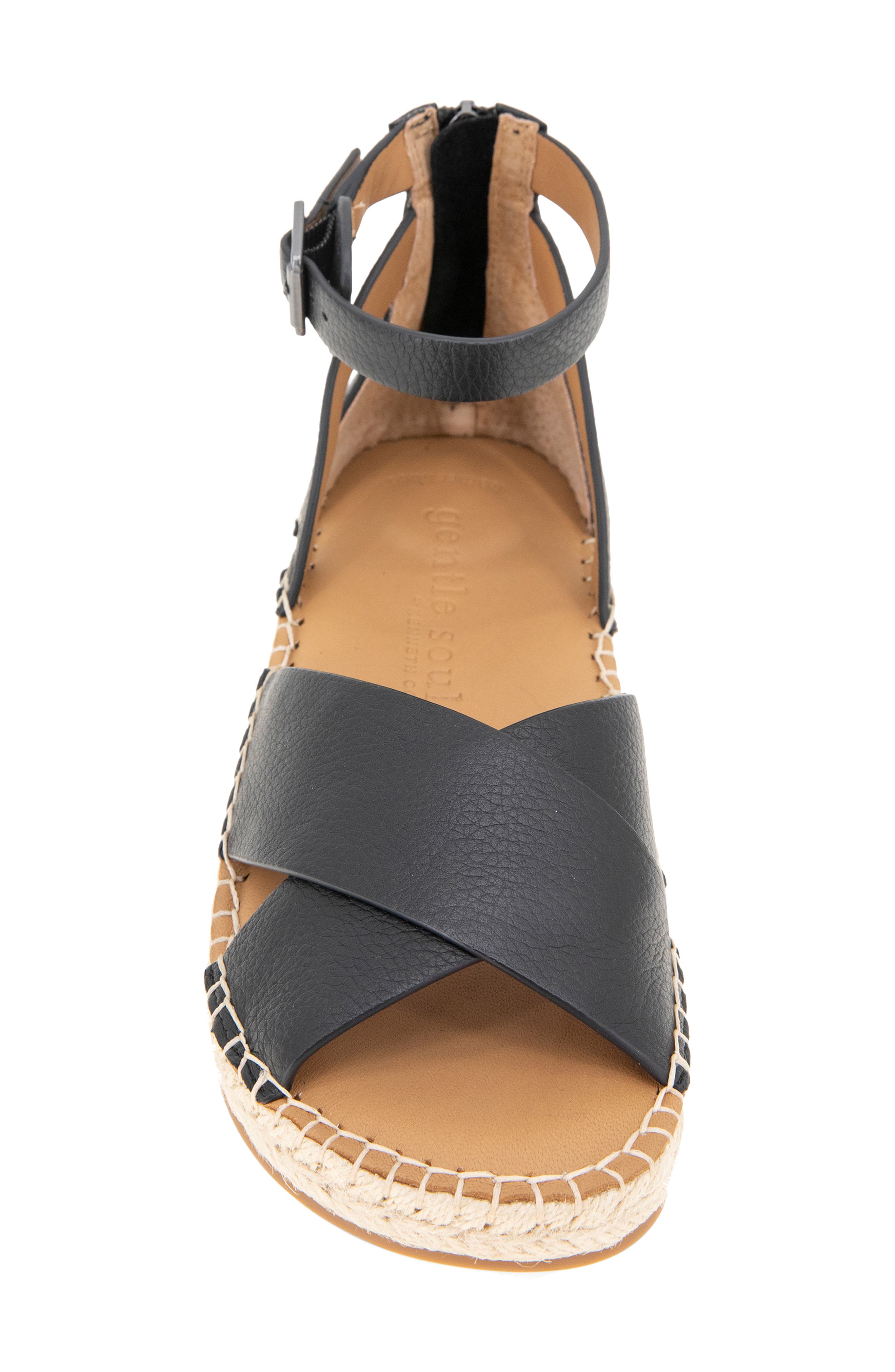 Gentle Souls Leon Ankle Strap Wedge Sandal, Alternate, color, Black Leather