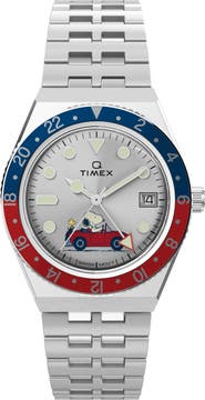 Timex® x Peanuts® Q Timex® GMT Bracelet Watch, 38mm