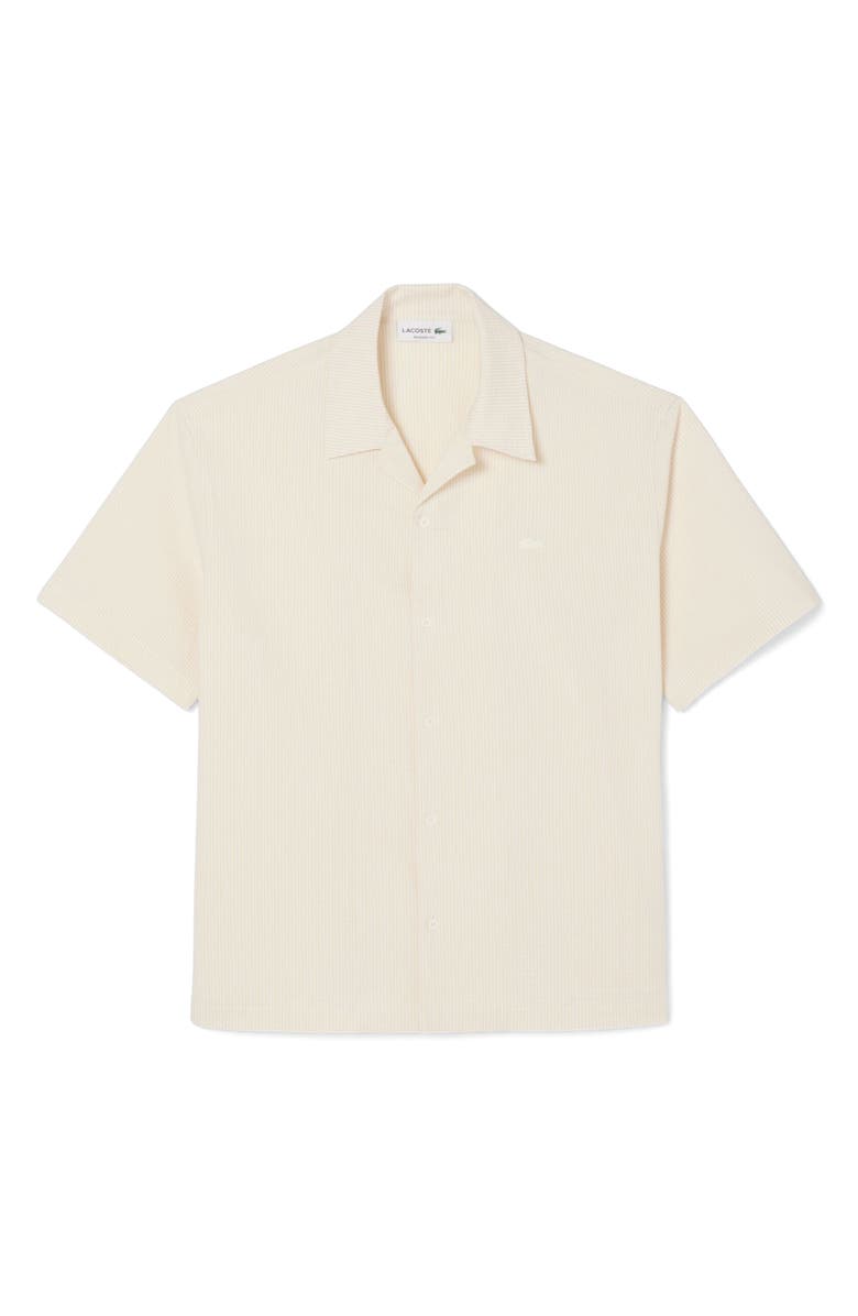 Lacoste Cotton Blend Seersucker Sport Shirt, Alternate, color, Flour/ Naturel Clair