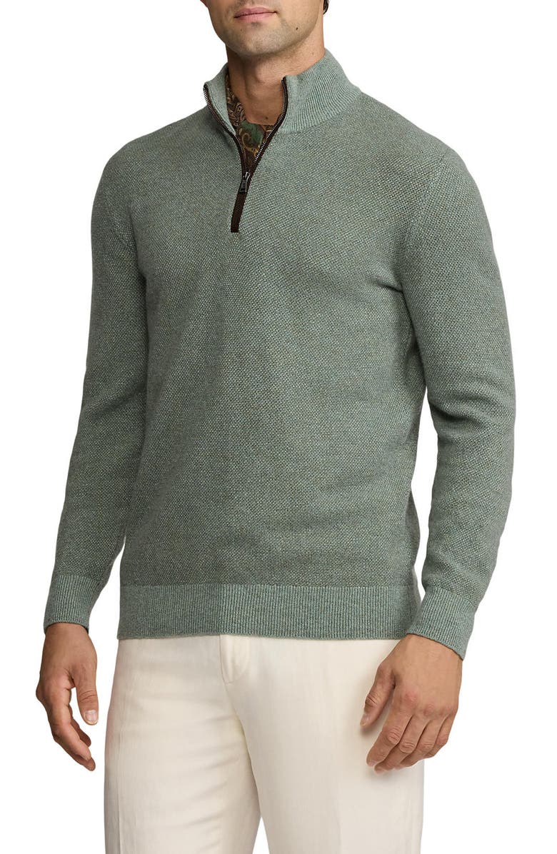 Ralph Lauren Purple Label Bird's Eye Cashmere Half Zip Sweater, Main, color, Lovett Multi