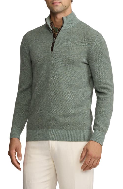 Ralph Lauren Mesh-knit Cotton Quarter-zip Sweater In Green