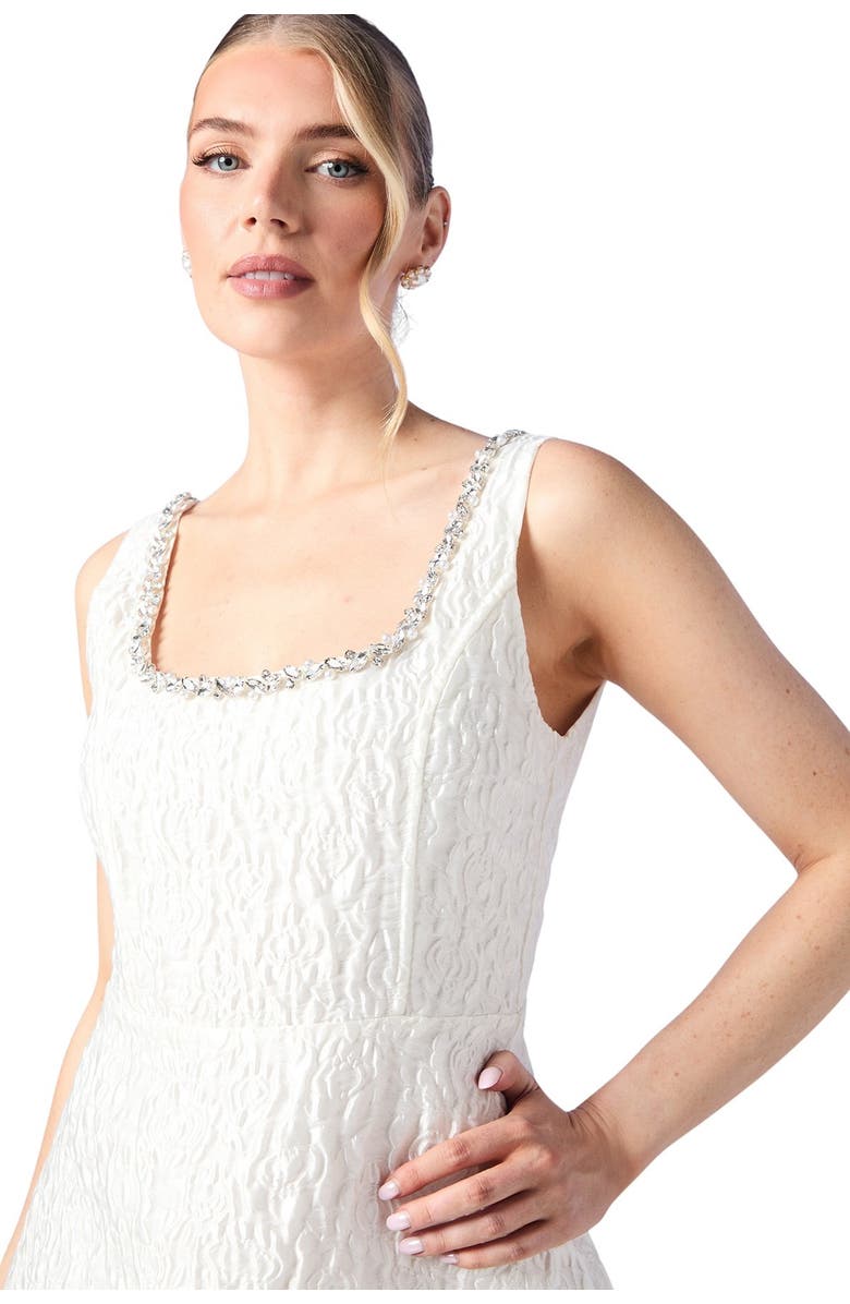 Coast Full Skirted Mini Dress With Jewel Trim, Alternate, color, Ivory