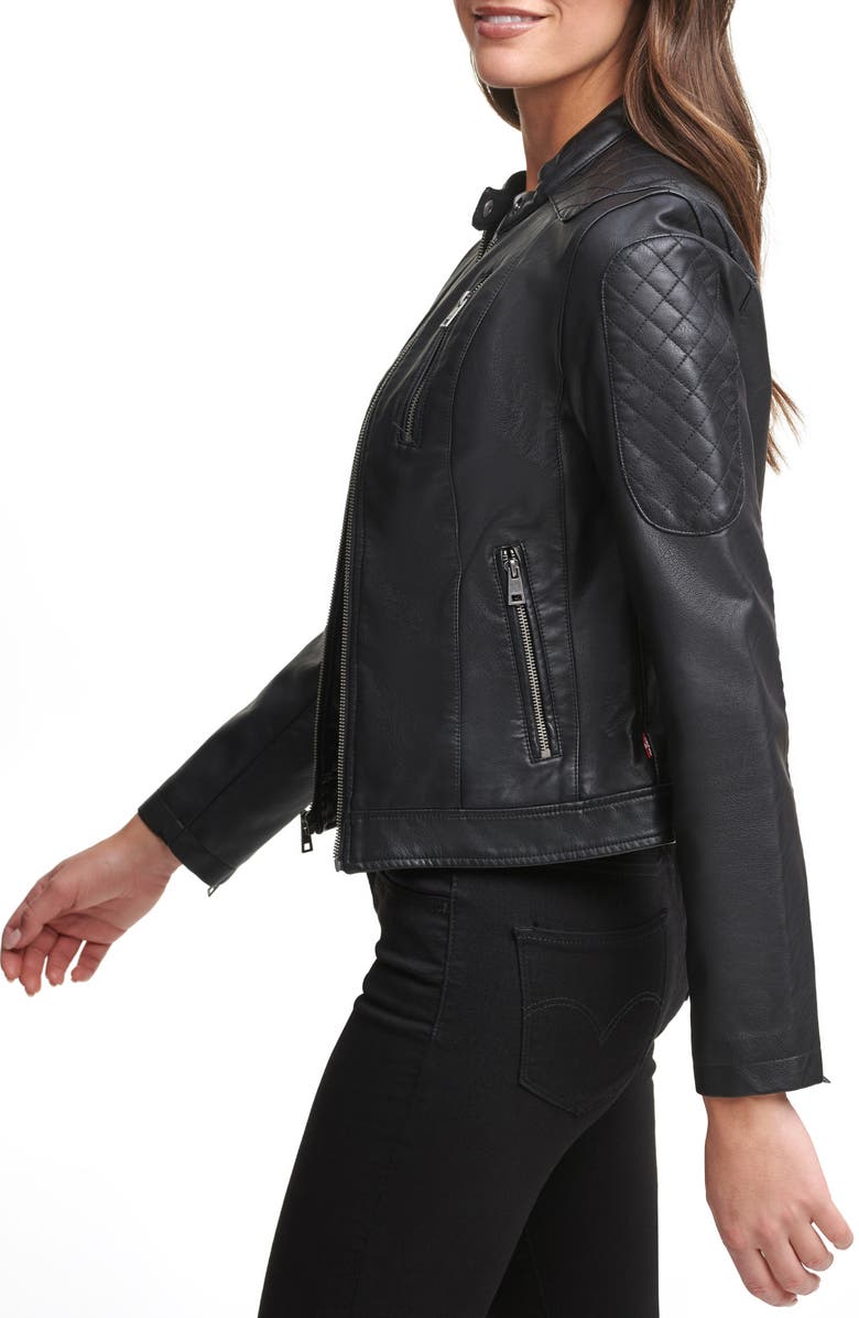 Levi's<sup>®</sup> Zip Front Water Repellent Faux Leather Moto Jacket, Alternate, color, 