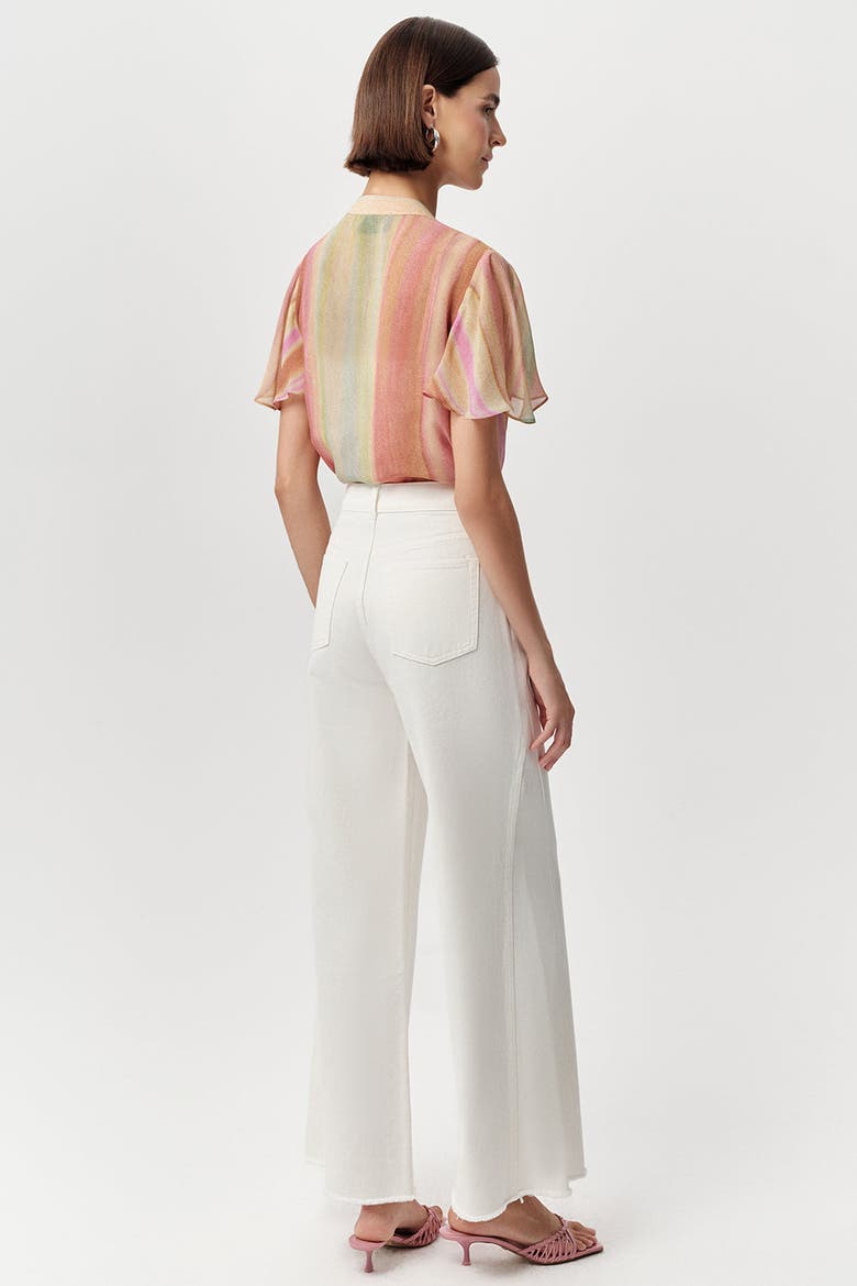 Savanah High Waist Wide Leg Denim Trousers, Alternate, color, Bone