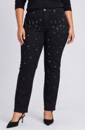 NYDJ Marilyn Rhinestone High Waist Ankle Straight Leg Jeans