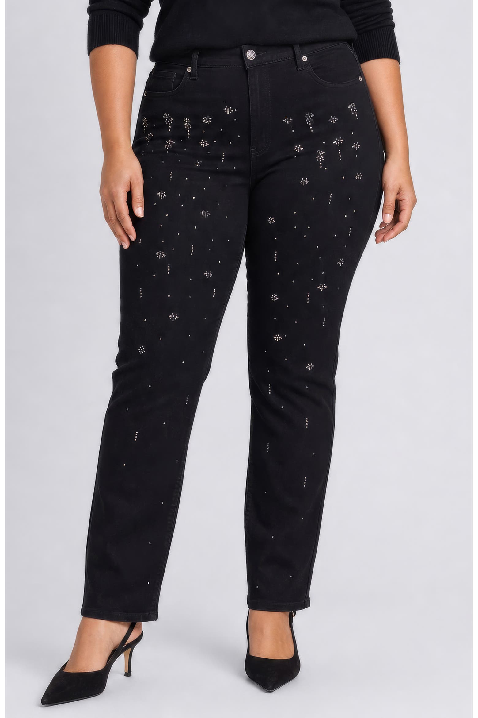 Plus Rhinestone Jean Shirt NYDJ Marilyn Rhinestone High Waist Ankle Straight Leg Jeans (Women ...