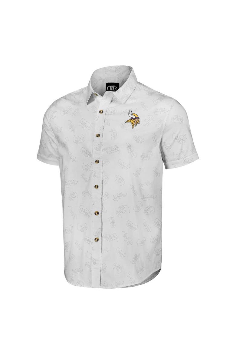 Men's NFL x Darius Rucker Collection by Fanatics White Minnesota Vikings Woven Short Sleeve Button Up Shirt, Alternate, color, White